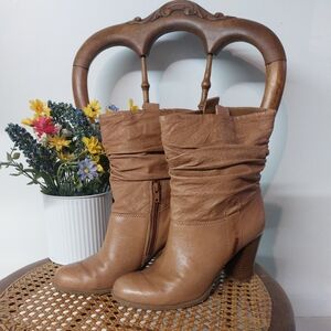 Nine West Tan Leather Ankle Boots